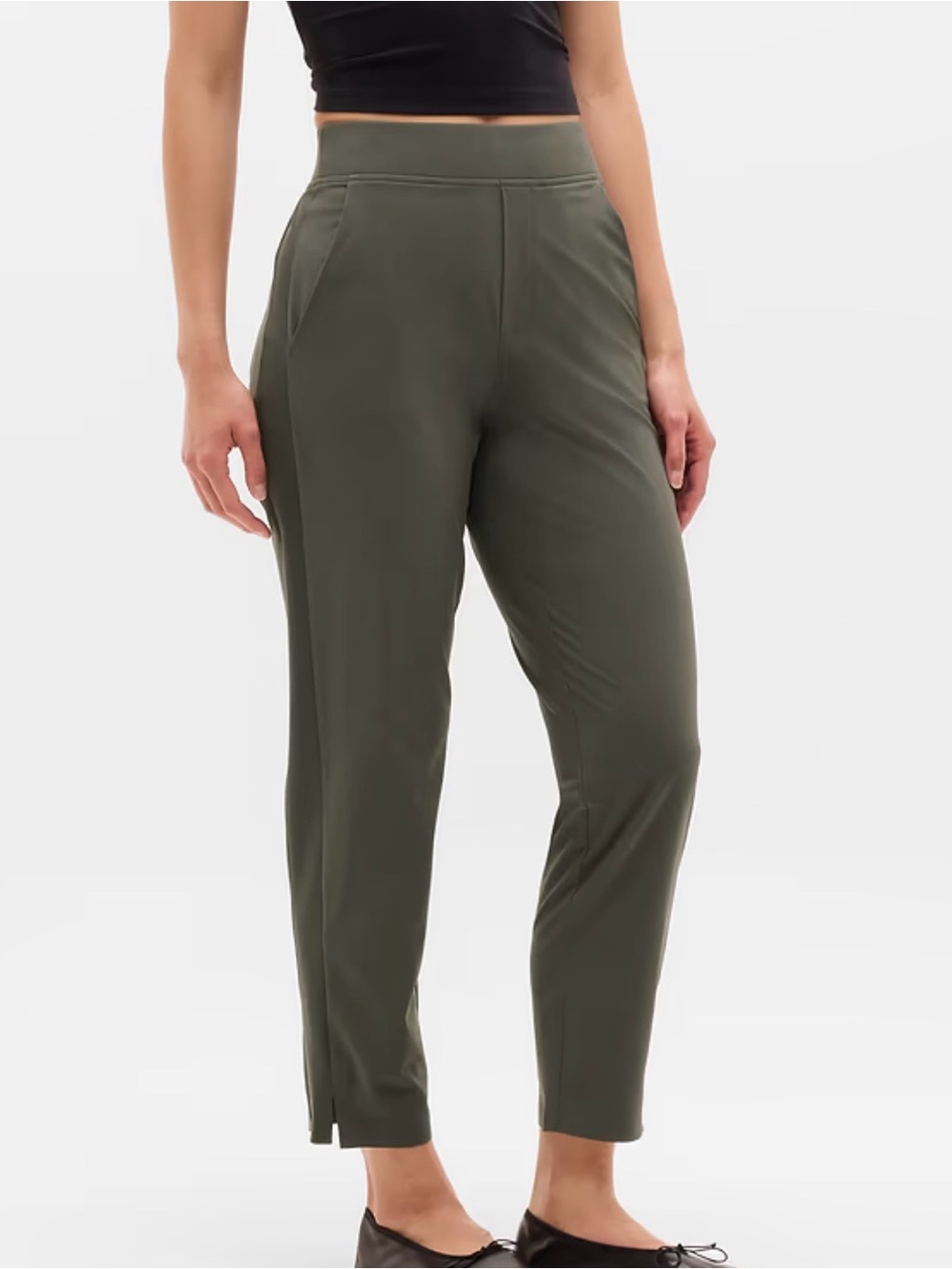 Athleta Brooklyn Ankle Pants green tan women’s size 12P petite travel athletic